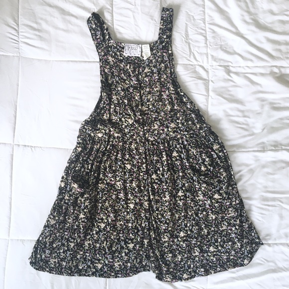 Vintage Pants - 90s Floral Jumper Pocket Skirt Dress Romper
